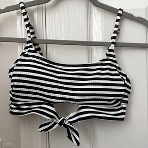 Target Black and White Striped With Tie Bikini Top